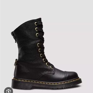 Dr martens tall boots aimilita yuba black with satin strings foldover combat